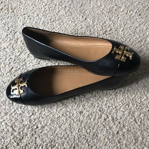 Tory Burch Black Leather Flats. LIKE NEW